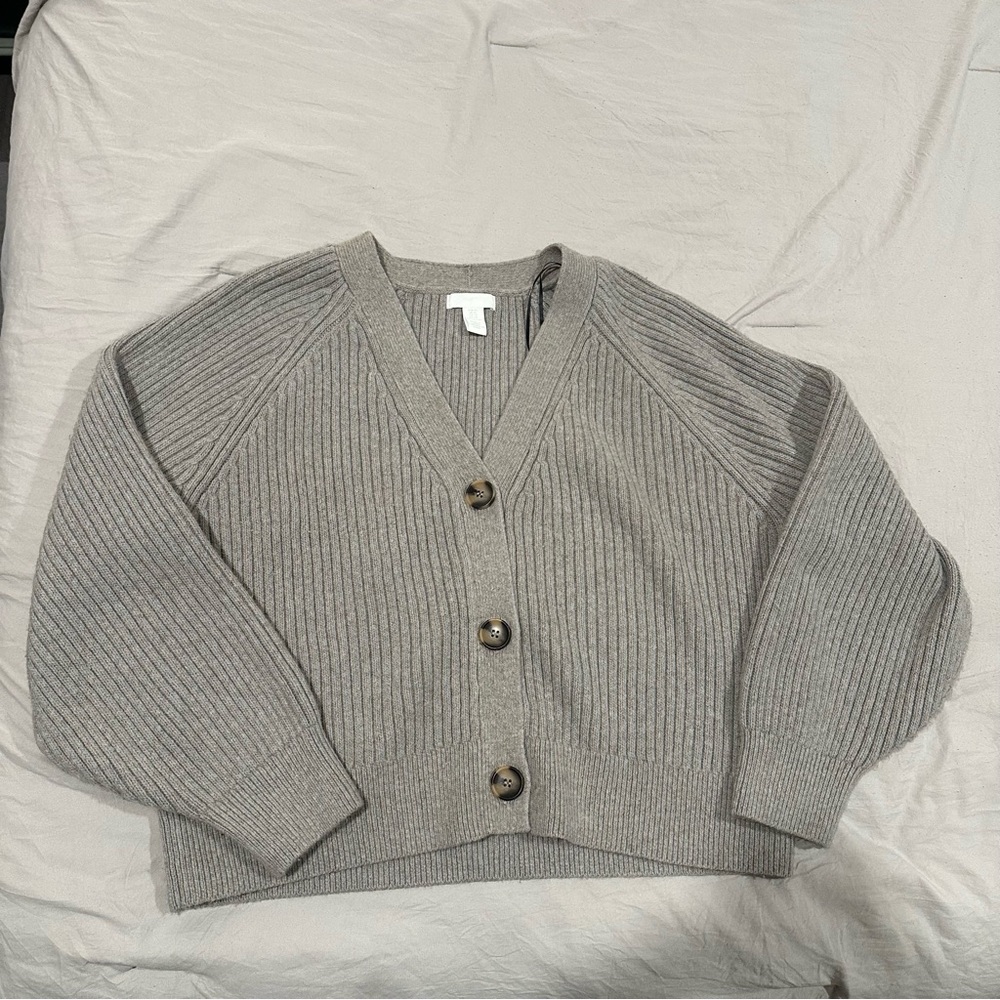 H&M Women's Taupe Ribbed Cardigan